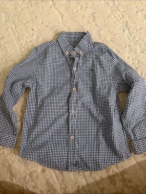 Vineyard Vines Boys Navy and White Gingham Button-Down Shirt